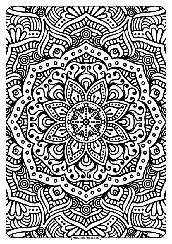 printable ornament indian flower mandala coloring page