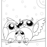 Printable Owl Family in the Night Coloring Page 26 printable owl family in the night coloring page