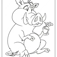 printable pig with an acorn pdf coloring page