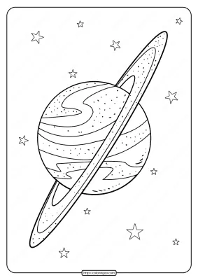 Printable Planet Saturn Doodle Pdf Coloring Page