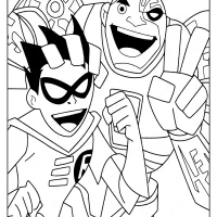 printable teen titans go robin and cyborg coloring page