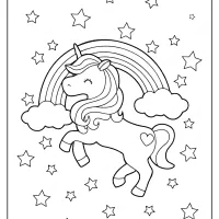 Printable Unicorn Rainbow and Stars Coloring Page 15 printable unicorn rainbow and stars coloring page