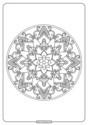 Free Printable Adult Floral Mandala Coloring Page 66