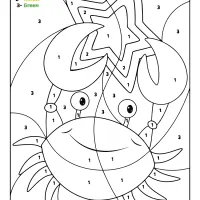 free printable color by number ocean crab 02