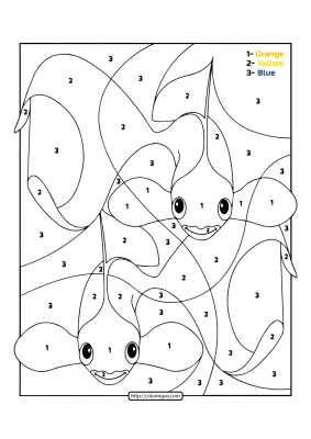Free Printable Color by Number Ocean Goldfish 04
