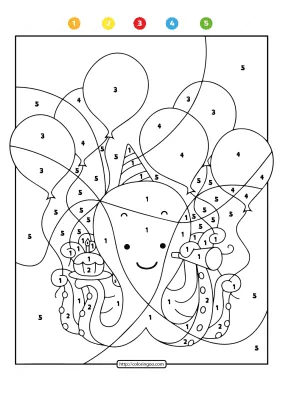 Free Printable Color by Number Ocean Octopus 07