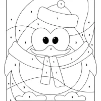 free printable color by number ocean penguin 08