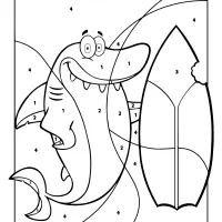 free printable color by number ocean shark 09