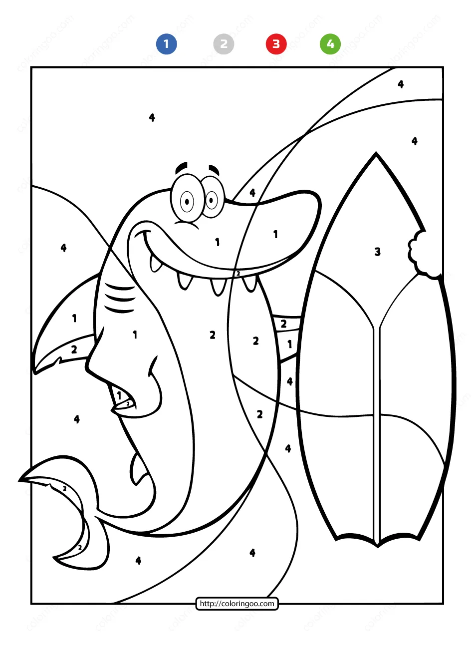 Free Printable Color by Number Ocean Shark 09 3 free printable color by number ocean shark 09