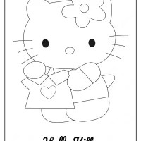 free printable cute hello kitty coloring page