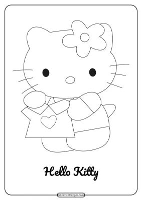 Free Printable Cute Hello Kitty Coloring Page