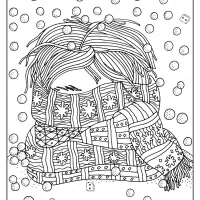 free printable face covered by scarf coloring page