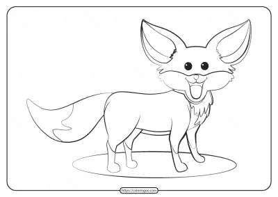 Free Printable Cute Fox Pdf Coloring Page