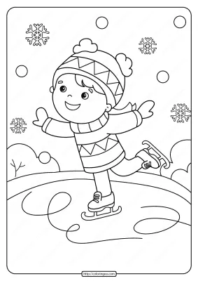 Free Printable Girl Ice Skating Pdf Coloring Page