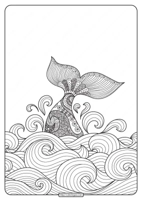 Free Printable Hand Drawn Whale Coloring Page