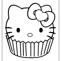 free printable hello kitty cupcake coloring page