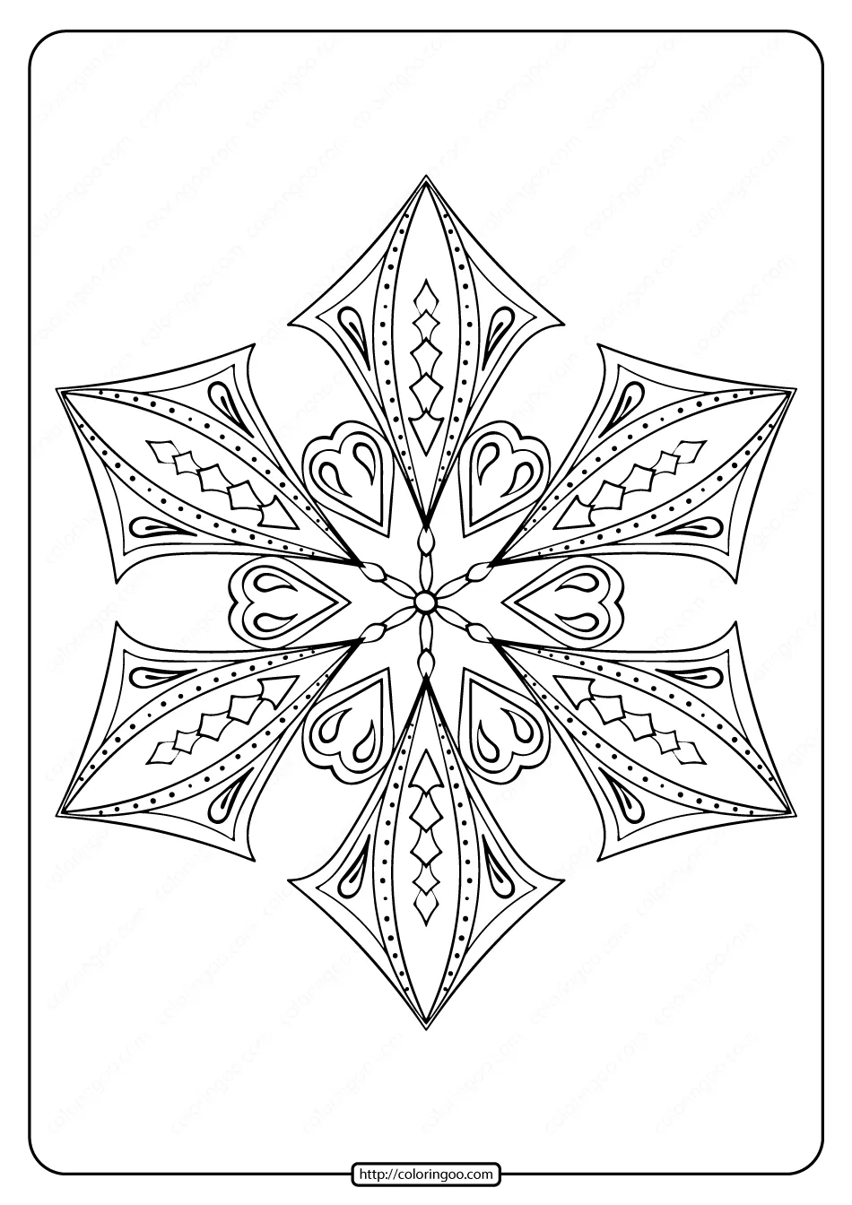 free printable snowflake pdf coloring page 03