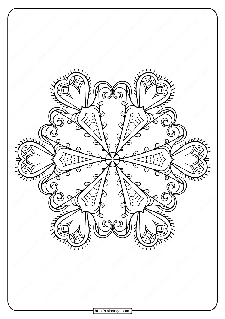 free printable snowflake pdf coloring page 05