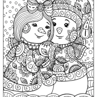 free printable snowmen couple pdf coloring page