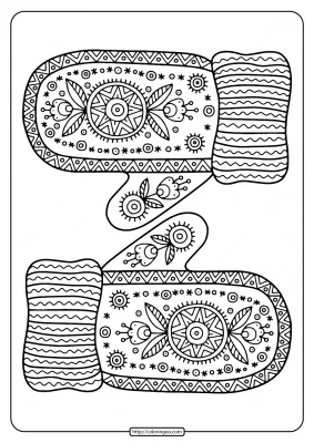 Free Printable Warm Knitted Mittens Coloring Page