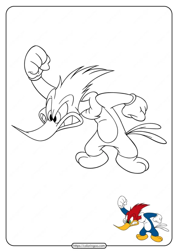 Printable Woody Woodpecker Coloring Sheet