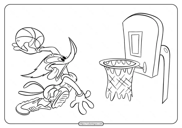 Basketball Player Woody Woodpecker Coloring Page