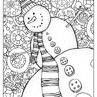 happy snowman with snowflakes pdf coloring page