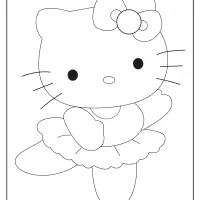 printable ballerina hello kitty coloring page