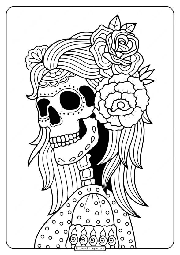 Printable Day of the Dead Adult Coloring Pages 02 1 printable day of the dead adult coloring pages 02
