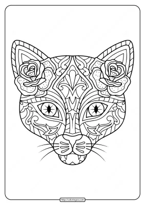 Printable Day of the Dead Cat Coloring Page
