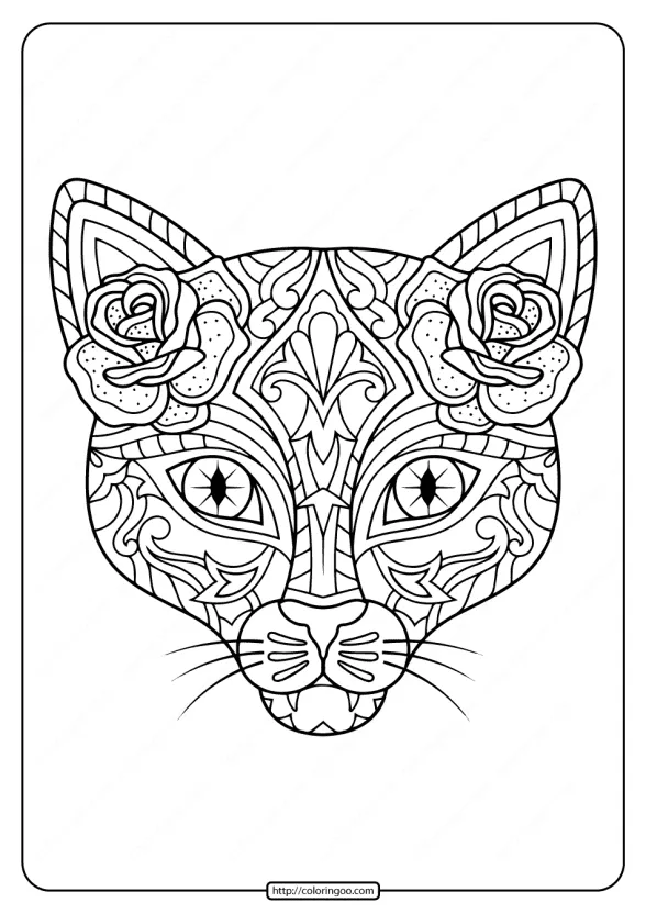 printable day of the dead cat coloring page