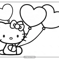printable hello kitty balloons coloring page