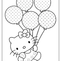 printable hello kitty balloons coloring pages