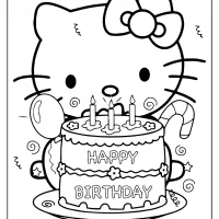 printable hello kitty birthday party coloring page