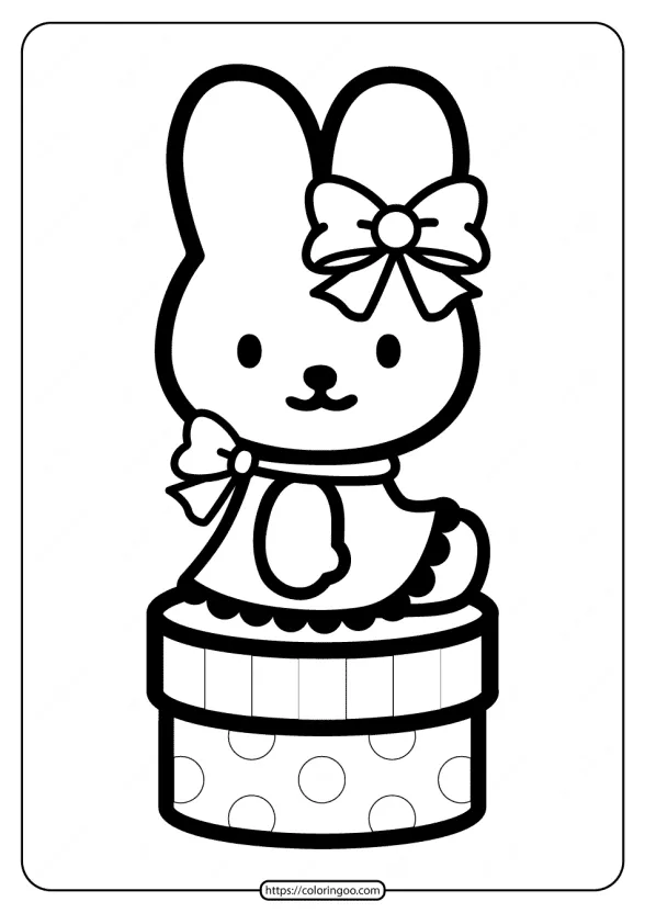 Printable Hello Kitty on the Box Coloring Page 1 printable hello kitty on the box coloring page