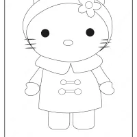 printable hello kitty wearing a raincoat coloring page