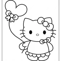 printable hello kitty with balloon coloring page