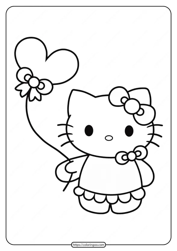 Printable Hello Kitty with Balloon Coloring Page 1 printable hello kitty with balloon coloring page