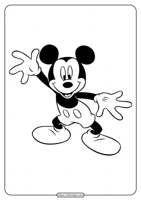 Printable Hello Mickey Mouse Coloring Page