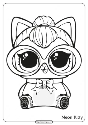 Printable LOL Doll Surprise Neon Kitty Coloring Page