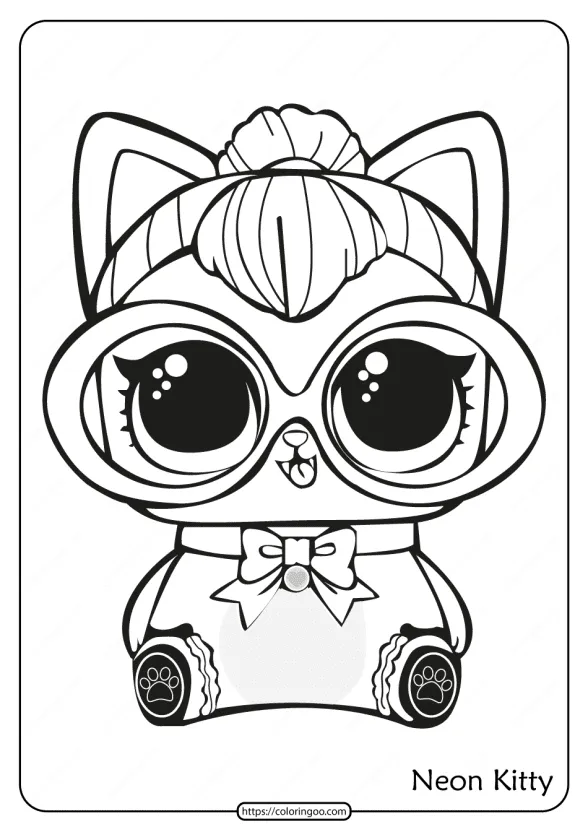 printable lol doll surprise neon kitty coloring page