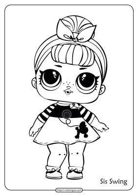 Printable LOL Doll Surprise Sis Swing Coloring Page
