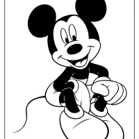 printable mickey mouse cheerful pdf coloring page