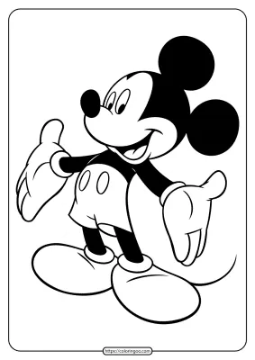 Printable Mickey Mouse Right Here Coloring Page