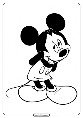 Printable Mickey Mouse Shy Coloring Page
