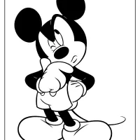 printable mickey mouse thinking coloring page