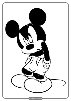 Printable Mickey Mouse Uncomfortable Coloring Page