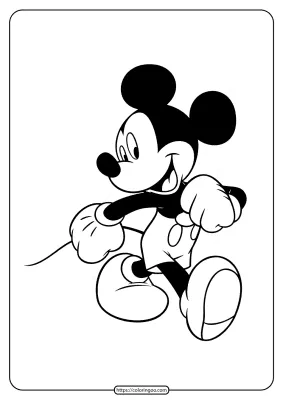 Printable Mickey Mouse Walking Coloring Page