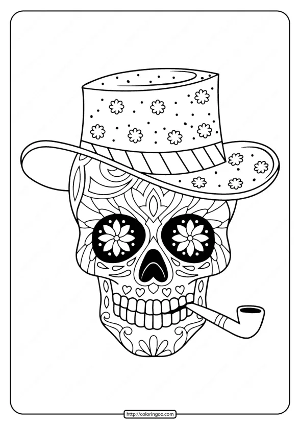 Printable Sugar Skull Pdf Coloring Pages 04 1 printable sugar skull pdf coloring pages 04