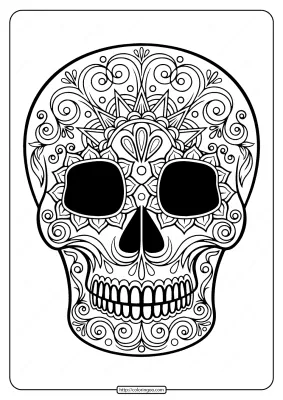 Printable Sugar Skull Pdf Coloring Pages 05